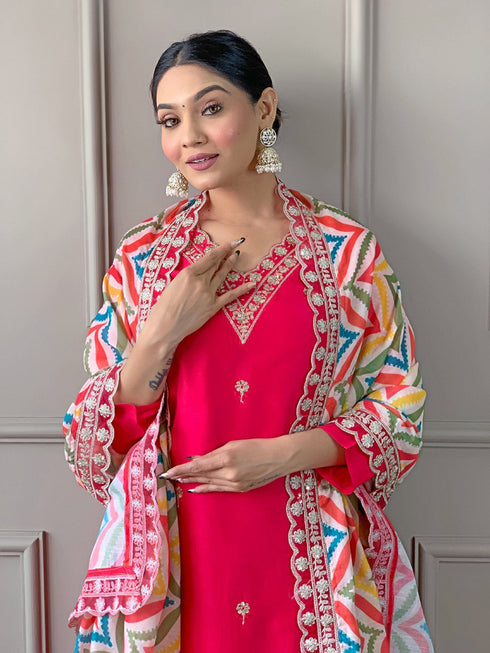 Pink Viscose Pant Suit Acz3171 Back View