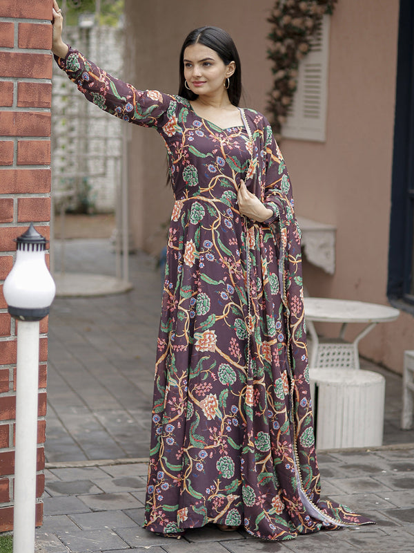 Wine Georgette Anarkali Suit Acz3197