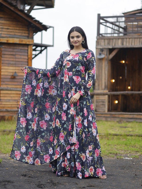 Multi Georgette Anarkali Suit Acz3199