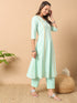Sea Green Lurex Cotton Pant Suit Acz3224 Closure View