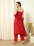 Red Crepe Pant Suit Acz3225 Closure View