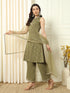 Green Crepe Pant Suit Acz3226 Back View