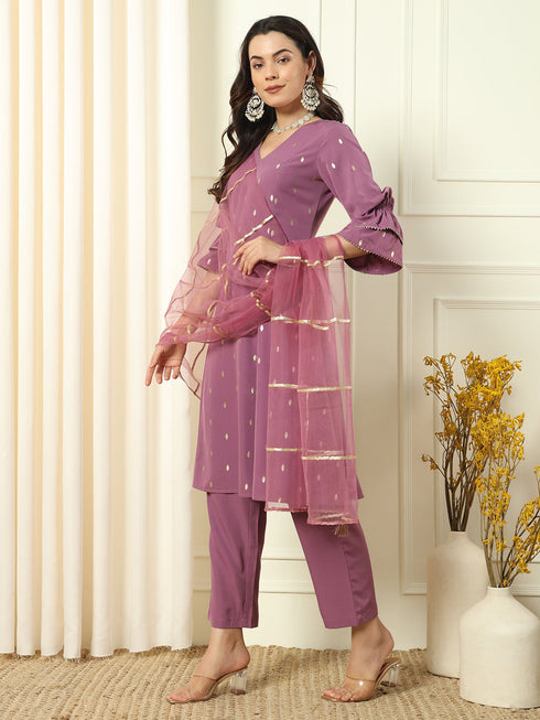 Lavender Crepe Pant Suit Acz3227 Back View