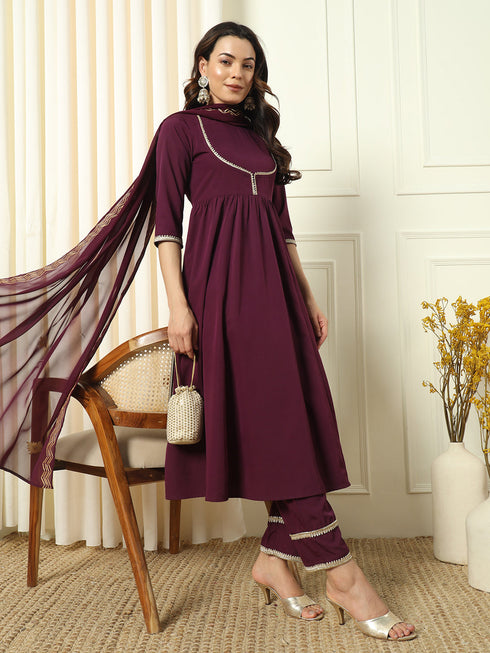 Wine Crepe Pant Suit Acz3228 Back View