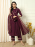 Wine Crepe Pant Suit Acz3228