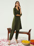 Green Silk Blend Pant Suit Acz3231 Closure View