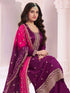 Grape Purple Vichitra Palazzo Suit Acz3268 Closure View