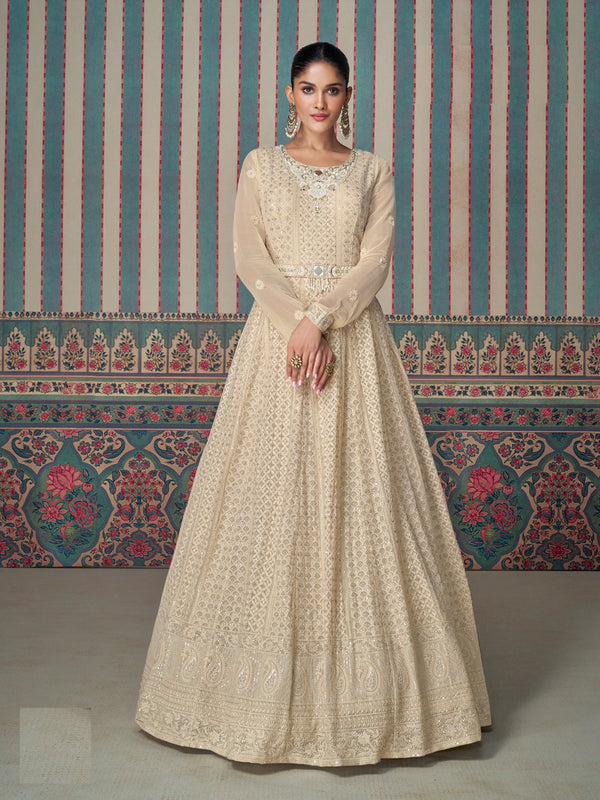 Beige Georgette Anarkali Suit Acz3279