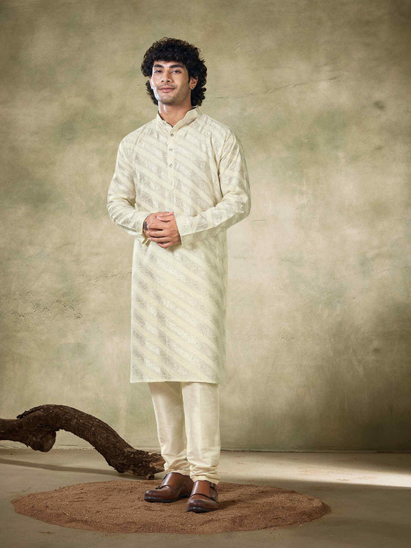 Off White Kurta Viscose Payjama