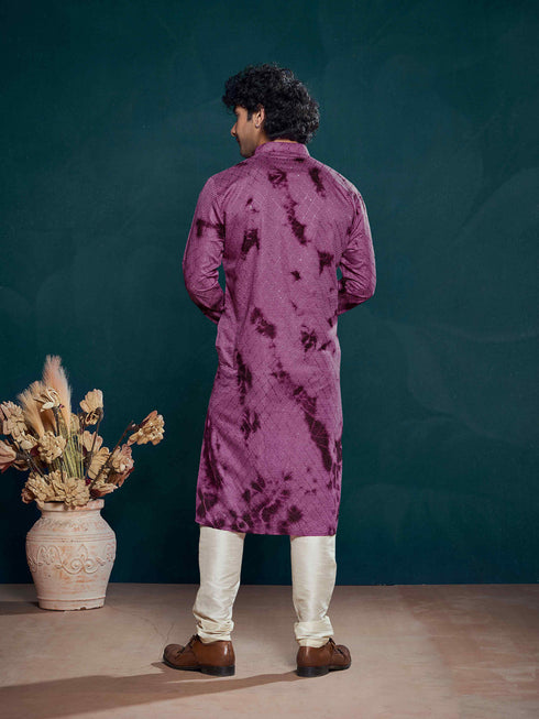 Purple Kurta Viscose Payjama Closure View