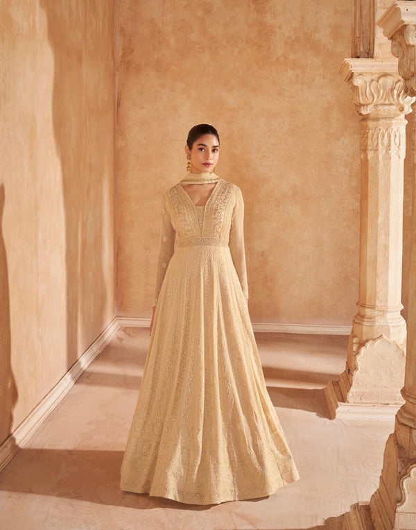 Peach Georgette Anarkali Suit Acz3339