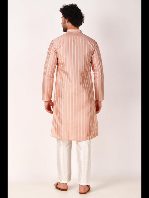 Pink Kurta Art Silk Payjama Closure View