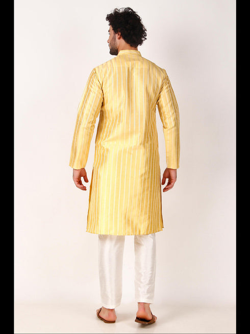 Lemon Kurta Art Silk Payjama Closure View