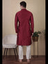 Maroon Kurta Jacquard Silk Payjama Closure View