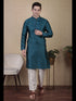 Teal Kurta Jacquard Silk Payjama