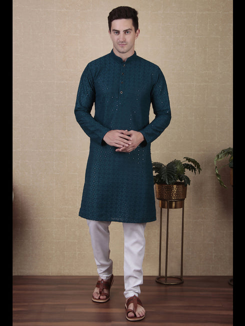 Teal Kurta Cotton Payjama