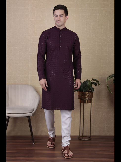 Wine Kurta Cotton Payjama