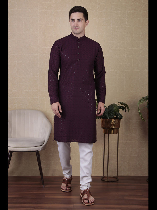 Wine Kurta Cotton Payjama