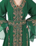 Modest Green Georgette Pearl Embroidery Kaftan