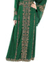 Modest Green Georgette Pearl Embroidery Kaftan