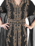 Dubai Black Georgette Pearl Embroidery Kaftan