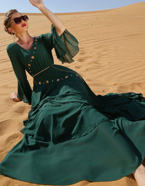 Dubai style Evening Dresses Chiffon Abaya For Arabic Women