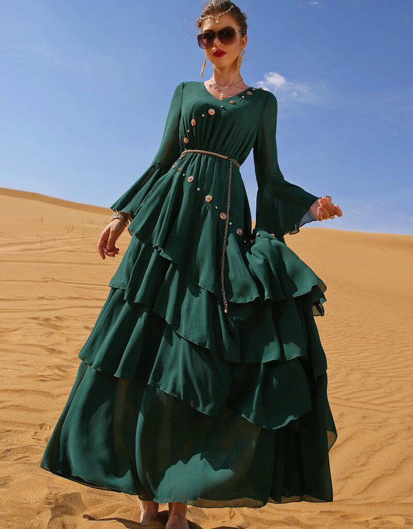 Dubai style Evening Dresses Chiffon Abaya For Arabic Women