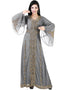Arabic Grey Georgette Pearl Embroidery Kaftan