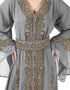 Arabic Grey Georgette Pearl Embroidery Kaftan