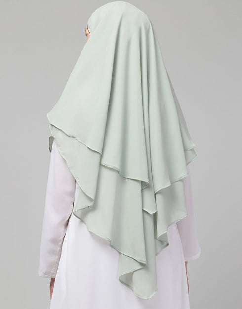 Trending Triangle tow layers tie at back Ready to wear Hijab cum Naqab