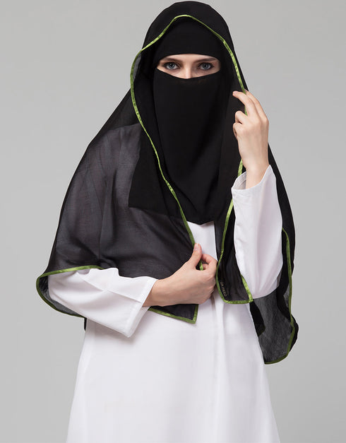 Green Polyester Georgette Head Covers Hijab