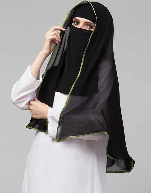 Green Polyester Georgette Head Covers Hijab