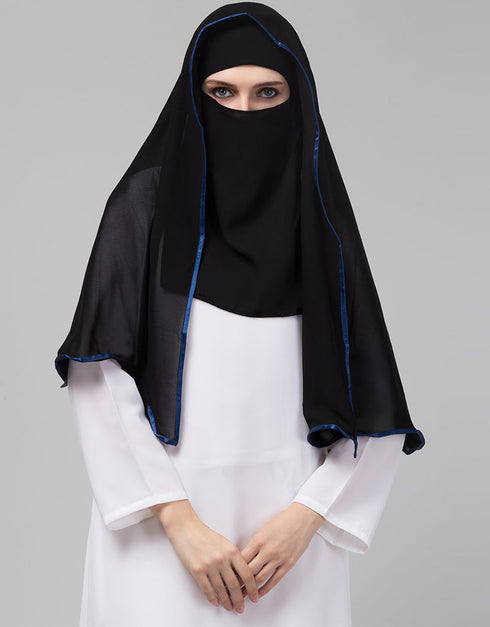 Blue Polyester Georgette Head Covers Hijab