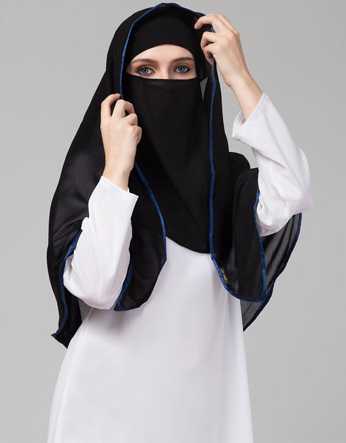 Blue Polyester Georgette Head Covers Hijab