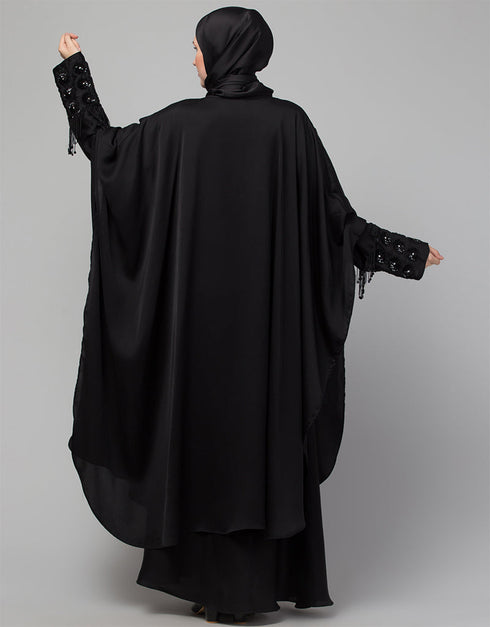Arabic Beautiful Black Color embroidery Work Abaya