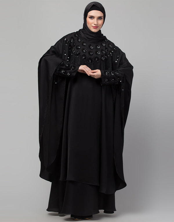 Arabic Beautiful Black Color embroidery Work Abaya