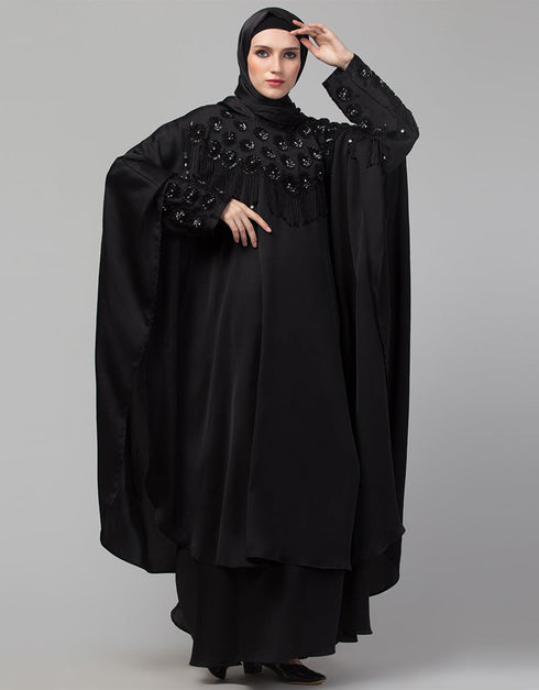 Arabic Beautiful Black Color embroidery Work Abaya