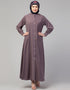 Arabic Abaya with a simple front-open design and cuffs for a stylish In Color Plum