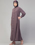 Arabic Abaya with a simple front-open design and cuffs for a stylish In Color Plum