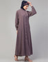 Arabic Abaya with a simple front-open design and cuffs for a stylish In Color Plum