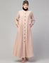 Women Front open & cuff Daily wear casual Abaya In the Shade of skin