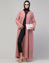 Modern Butterfly Kaftan with Self-Buttoned Cuffs and Open Front in Color Mauve Pink
