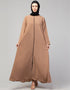 Dubai Basic Abaya with Front Zipper for Daily Wear in the Color Skin