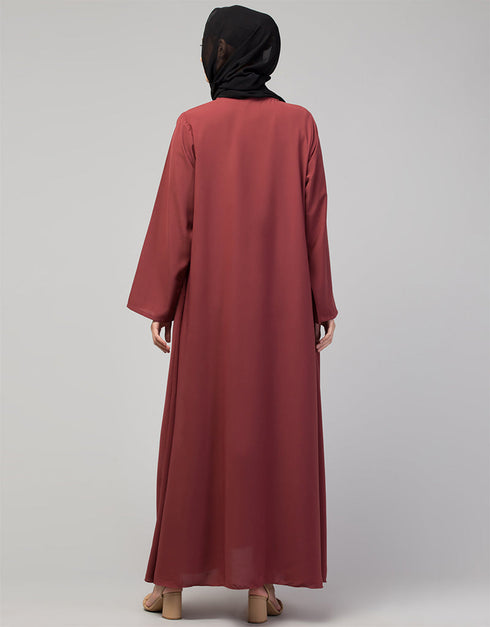 Islamic Simple Abaya with Front Closure for Everyday Use In the Shade Rust