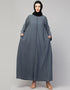 Arabic Basic Abaya with Zipper and Long Sleeves In the Color Grey