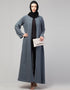 Arabic Basic Abaya with Zipper and Long Sleeves In the Color Grey