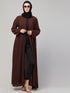 Women Basic Abaya with Long Sleeves and Front Zipper In the Shade of Brown