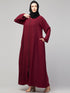 Muslimah Basic Abaya with Zipper for Everyday Life In the Color Maroon