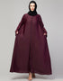 Chic Front-Open Zip Abaya for Daily Wear In the Shade Of Wine
