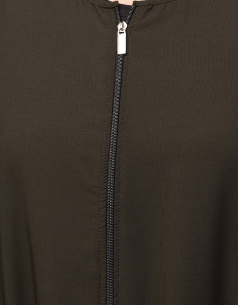 Modern Abaya with Detachable Zip for Modesty and Style In Shade of Olive